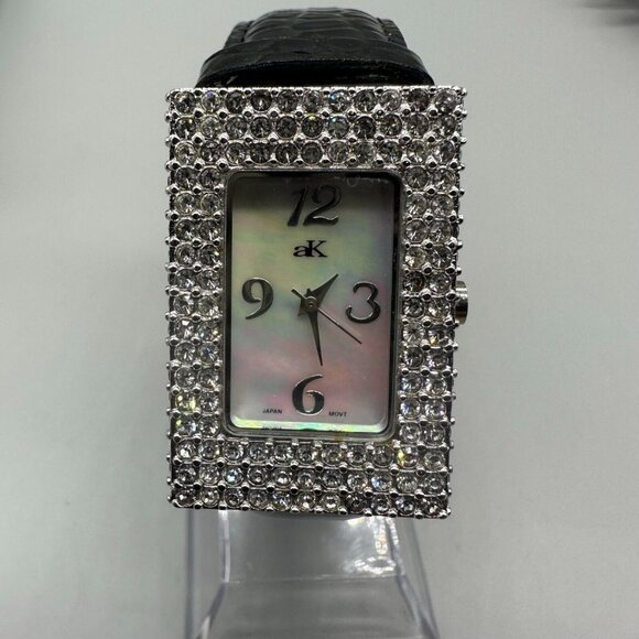 Adee Kaye Watch Women Rhinestone Case Mother Of Pearl Dial New Battery 8.5"